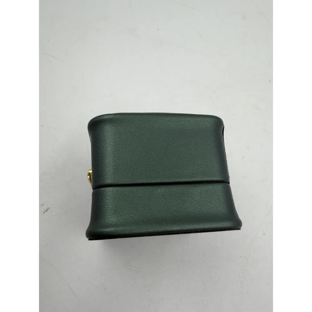 Dark Green Faux Leather Ring Box Crown Design Square Padded Lined Jewelry Case